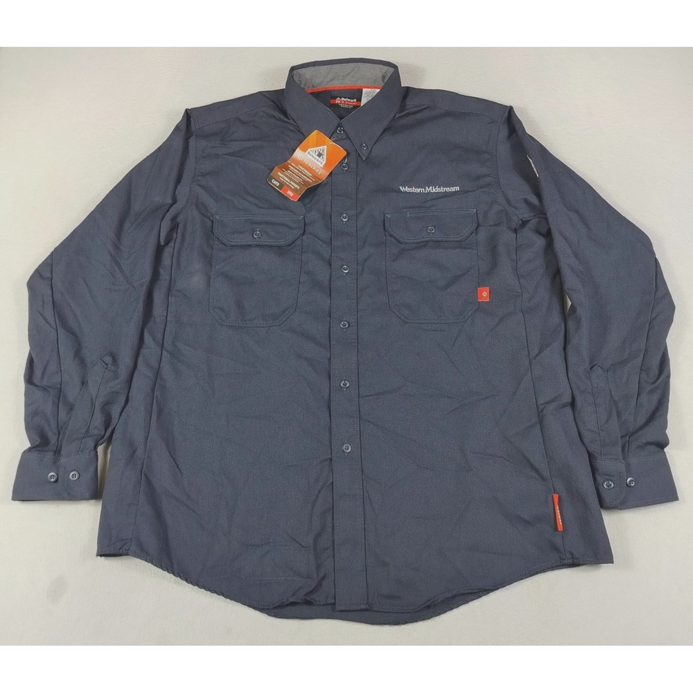 Bulwark FR Shirt Mens Large Blue Flame Resistant IQ Series Western Midstream